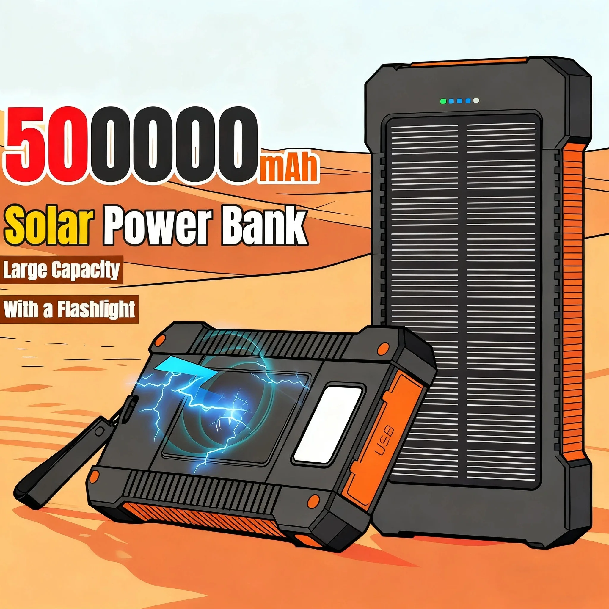 500000mAh Waterproof Outdoor S - огляд і ціна Solar Emergency Charger